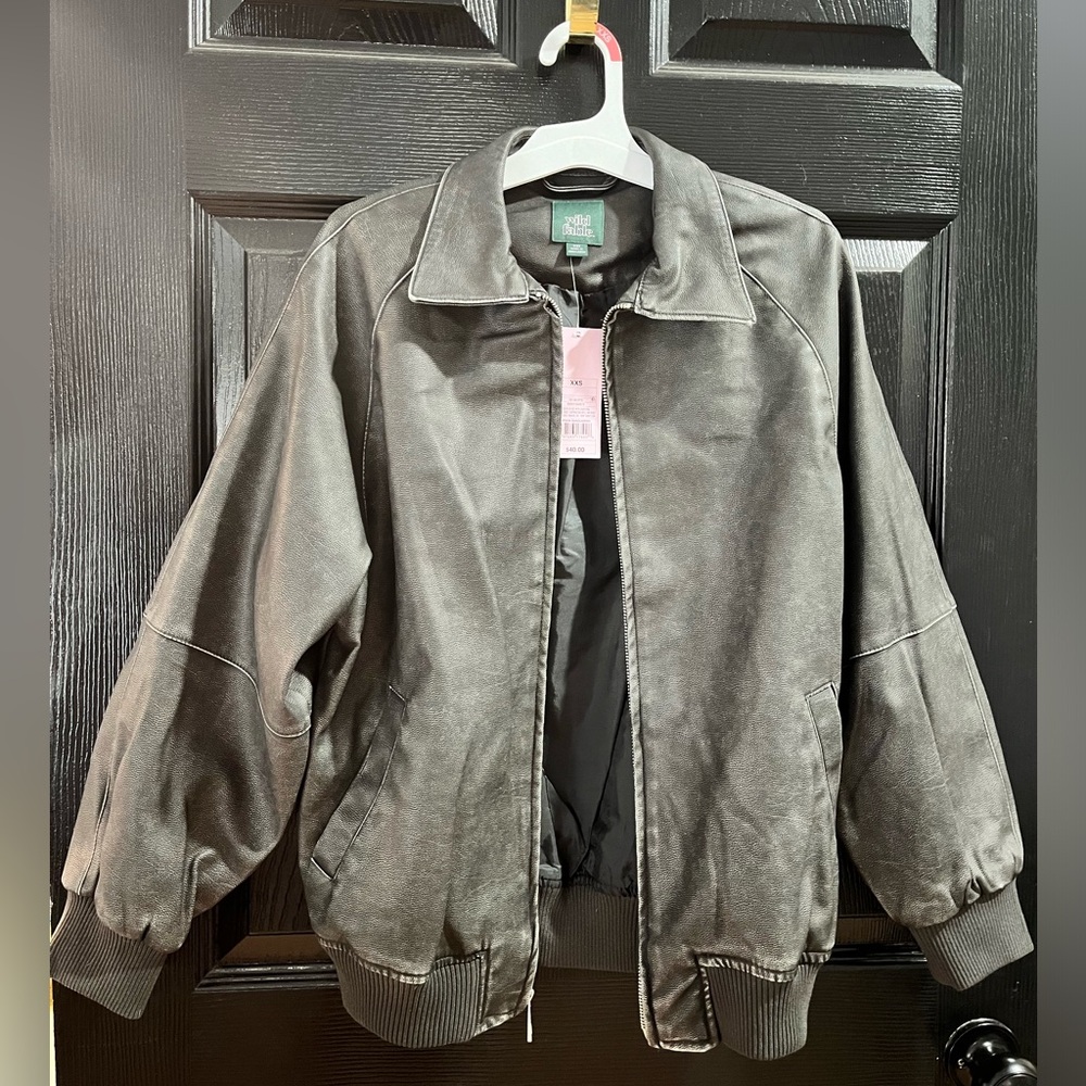 Women’s distressed faux leather bomber